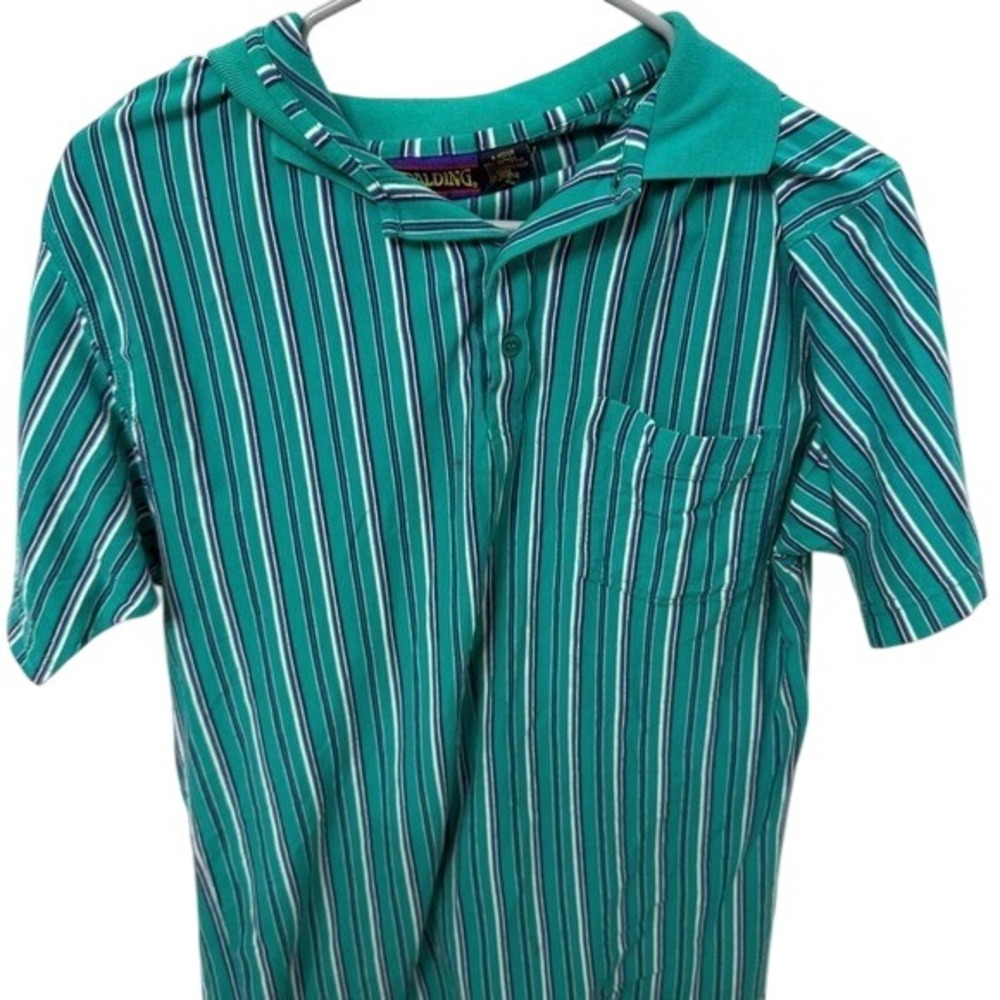 Vintage Spalding Striped Polo Shirt Size M